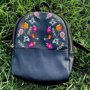 Art Class small embroidered black flower backpack